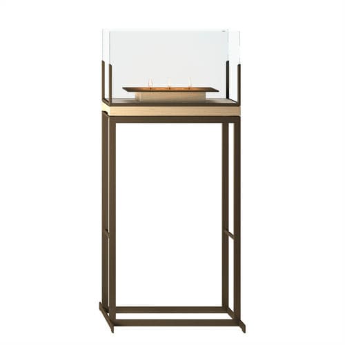 Glass candle holder - DORO  - DIMENSIONE CHI WING LO - metal / natural oak / sucupira