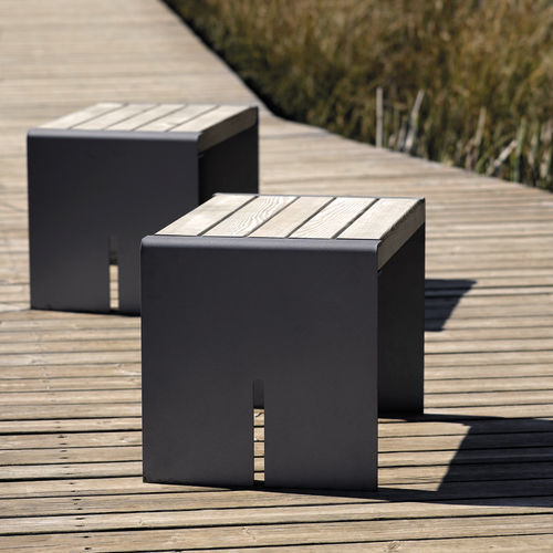 Contemporary stool - LAFORET - Colomer - pine / steel base / double
