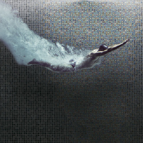Glass mosaic tile - IRIDIS 91 - Mosavit - high-gloss / pool / wall
