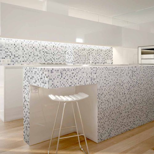 Glass mosaic tile - PRINT : GRAPHICS KITCHEN - Mosavit - matte / kitchen / wall