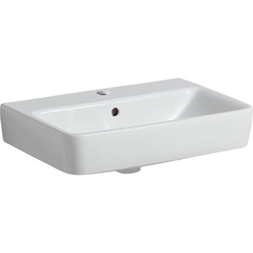 Wall-mounted washbasin - SELNOVA COMPACT - GEBERIT - ceramic / rectangular / 1-hole