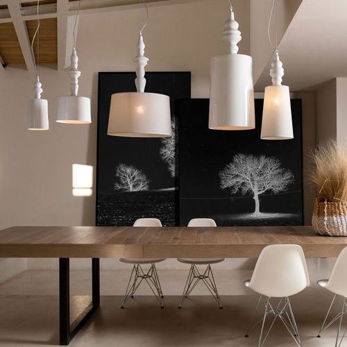 Pendant lamp - ALÌ E BABÀ - KARMAN - linen / ceramic / contemporary