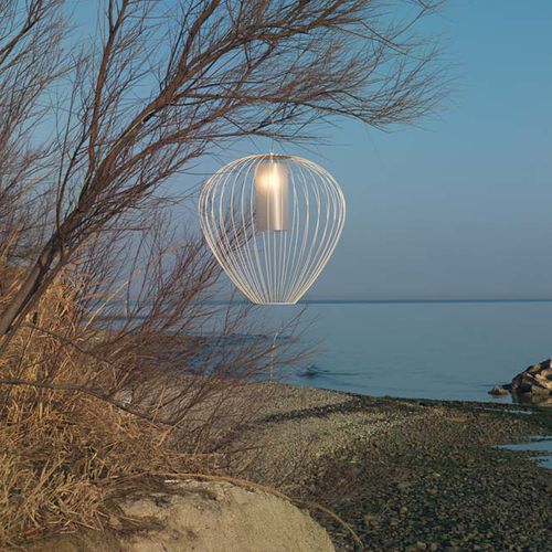 Pendant lamp - CELL - KARMAN - lacquered metal / linen / methacrylate