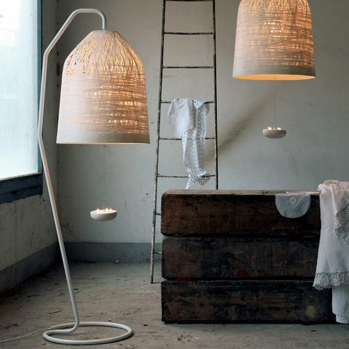 Floor-standing lamp - BLACK OUT  - KARMAN - metal / fiberglass / contemporary