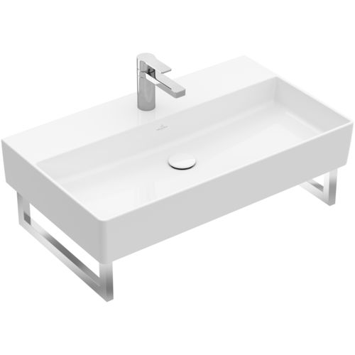 Wall-mounted washbasin - MEMENTO 2.0 : 4A2281 - Villeroy & Boch - ceramic / with towel rack / rectangular