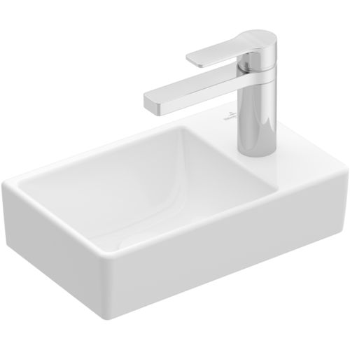 Countertop washbasin - AVENTO: 43003L - Villeroy & Boch - ceramic / with mixer tap / rectangular