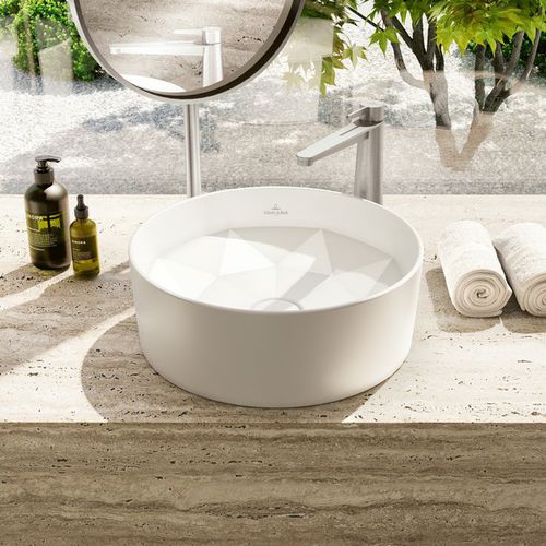 Countertop washbasin - OCTAGON - Villeroy & Boch - ceramic / round / 1-hole