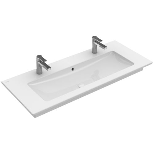Wall-mounted washbasin - VENTICELLO:  4104CG - Villeroy & Boch - porcelain / with towel rack / double