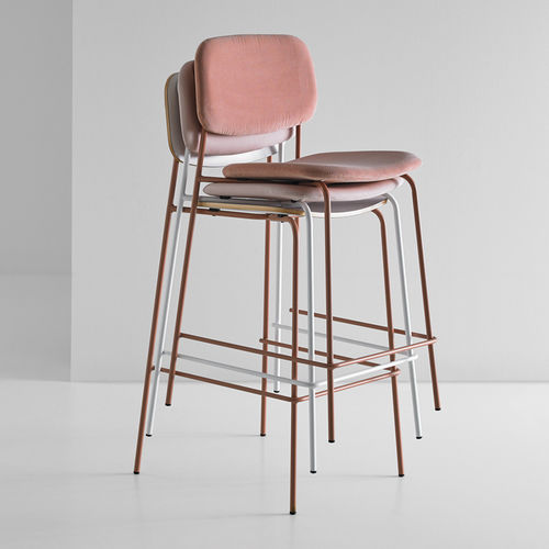 Contemporary stool - CAP - Mobboli - wooden / plywood / steel base