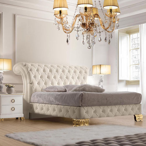 Double bed - RIVA - Villa Nova Italia - traditional / upholstered / with upholstered headboard