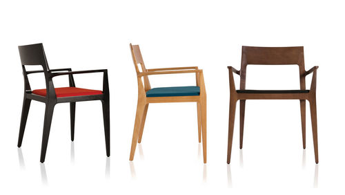 Contemporary chair - PLATTA - SOLLOS - wooden / upholstered / home