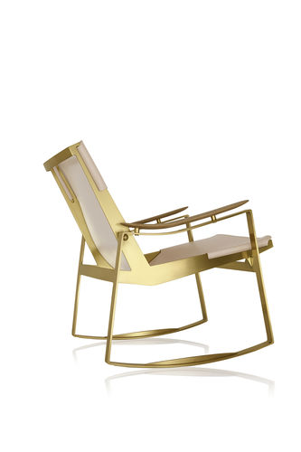 Contemporary armchair - LICCE - SOLLOS - leather / brass