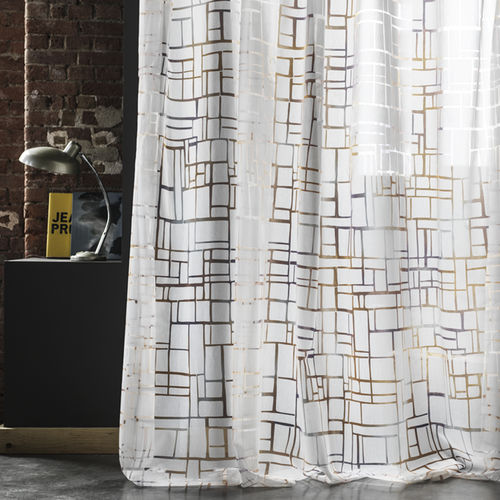 Geometric pattern sheer curtain fabric - MURANO - Luciano Marcato - cotton / PES / washable