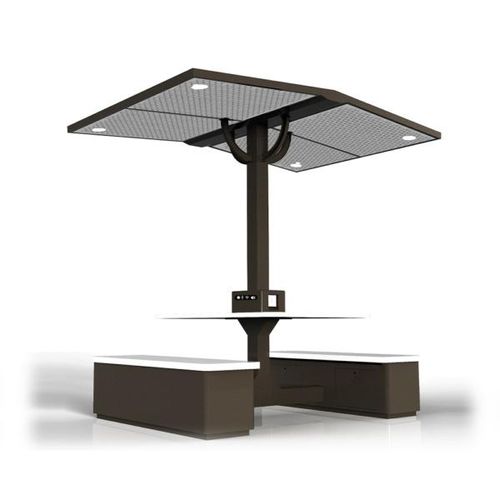 Contemporary picnic table - WYC series - The solar range - stainless steel / stainless steel base / composite base
