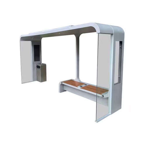 Glass bus shelter - WYS1818-WG - The solar range - stainless steel / with bench / LED