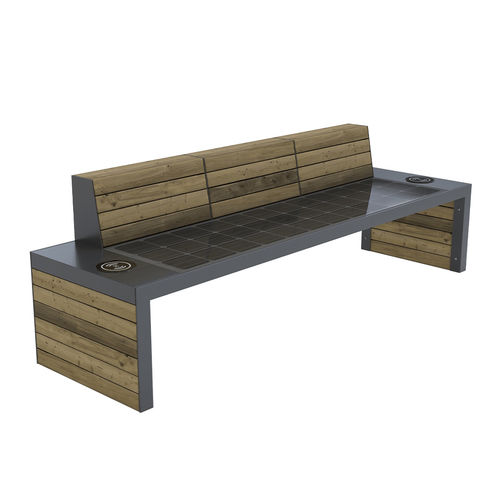 Contemporary public bench - sylva - The solar range - WPC / stainless steel / with backrest