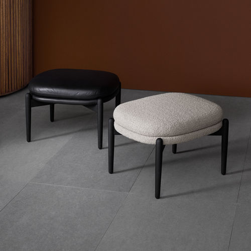 Contemporary footrest - EMBODY - Fogia - fabric / leather / oak