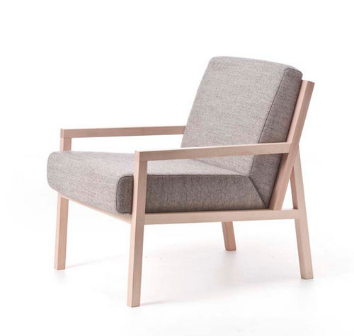 Contemporary armchair - PARIS - Very Wood - leather / fabric / beech