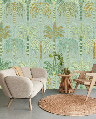 Contemporary wallpaper - SOLANGE - Eijffinger - vinyl / nature pattern / green