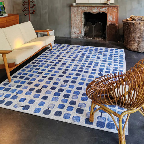 Contemporary rug - AMPARO BLUES - Louis De Poortere - plaid / polyester / PES