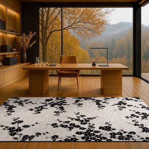 Floral rug - NIGHT SNOW 9835 - Louis De Poortere - polyester / recycled PET / recycled plastic