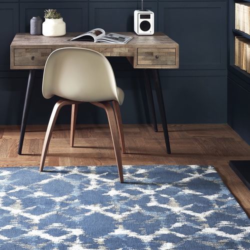 Contemporary rug - SUDARE - INDIGO 8750 - Louis De Poortere - geometric pattern / rectangular / blue