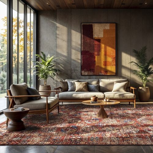 Ethnic rug - KASAK - AKSOU 9841 - Louis De Poortere - geometric pattern / polyester / recycled plastic