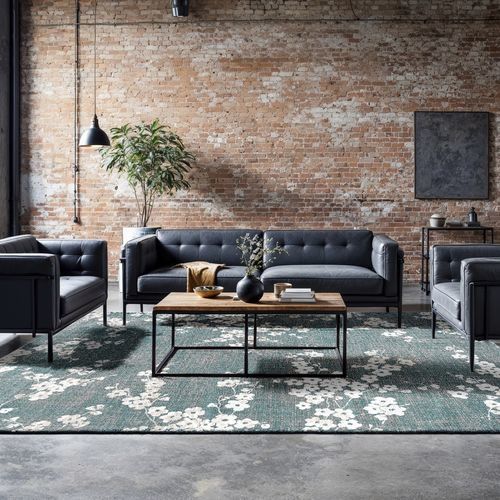 Contemporary rug - SAKURA - LAKE BLUE 9850 - Louis De Poortere - floral / polyester / recycled PET