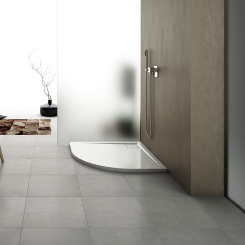 Corner shower base LIVADA W20R SanSwiss floor level / recessed