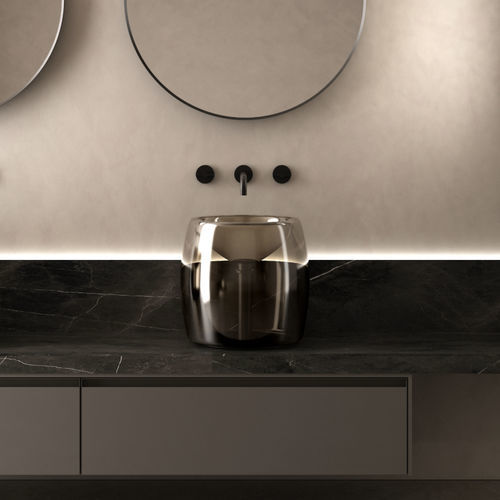 Countertop washbasin - TOSCA LV - Ronal - blown glass / transparent / round