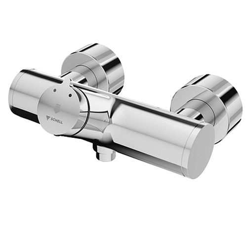Shower mixer tap VITUS VDSCM / U Schell wallmounted / chromeplated brass / selfclosing