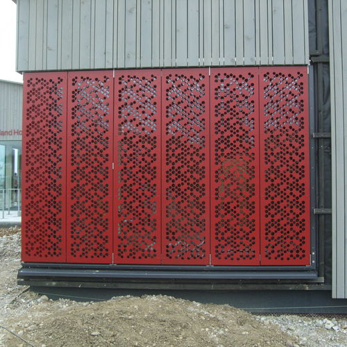 Sliding shutter - CELLON - KITA HOLZKIRCHEN - Bruag Design Factory AG - folding / HPL / for facades
