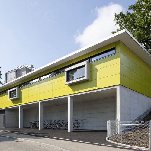 Ventilated facade cladding - CELLON - NURSERY SCHOOL ADLISWIL - Bruag Design Factory AG - panel / HPL / smooth