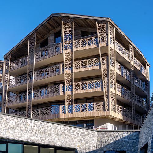HPL balustrade - CELLON - VALSANA - Bruag Design Factory AG - panel / laser-cut / outdoor