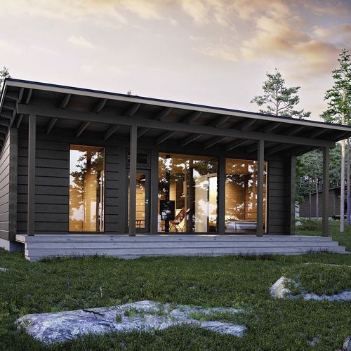 Prefab house - Glass House - KONTIO - eco-friendly / contemporary / with terrace