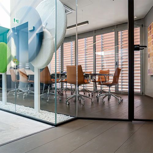 Removable partition - SLIM - AD-Solutions - fixed / glass / aluminum