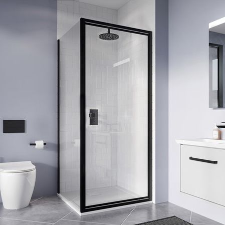 Glass shower cubicle - CLEAR 6 - Crosswater - with pivot door / square