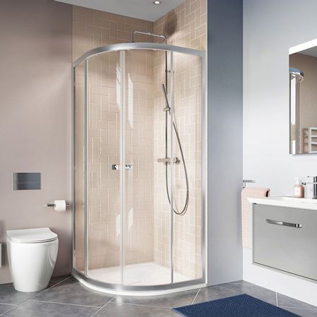 Glass shower cubicle - CLEAR 6 - Crosswater - with sliding door / curved