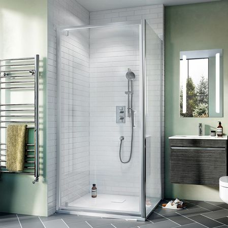 Glass shower cubicle - KAI 6 - Crosswater - aluminum / with pivot door / corner
