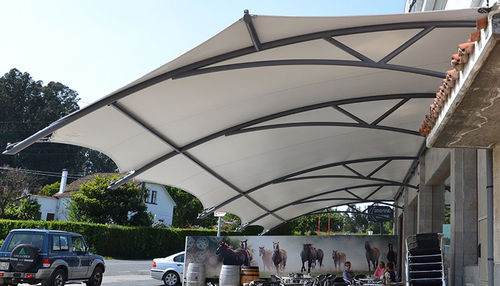 Metal frame tensile structure - AL PASO - Eugreb Invest - for entrance canopy / with PVC membrane / for restaurant