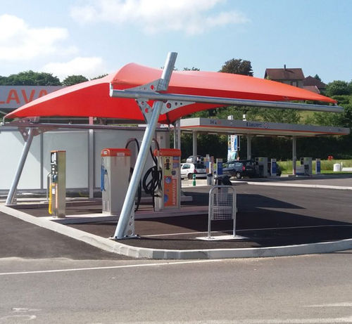 Metal frame tensile structure - CAR WASH - Eugreb Invest - for carport / with PVC membrane / for parking lot