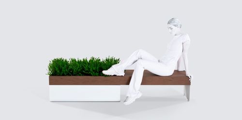 Planter with bench - Banco macetero - TARIMATEC - wooden / steel / rectangular