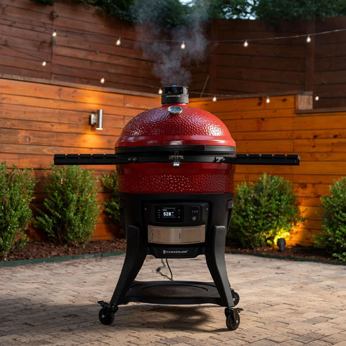 Charcoal barbecue - BIG JOE™ KONNECTED JOE™ - Kamado Joe - on casters / floor-standing / stainless steel