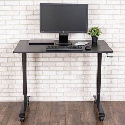 Desk on casters - STANDCF - Luxor - contemporary / white oak / steel