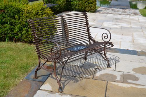 Traditional public bench - bca materiaux anciens - wooden / metal / stone