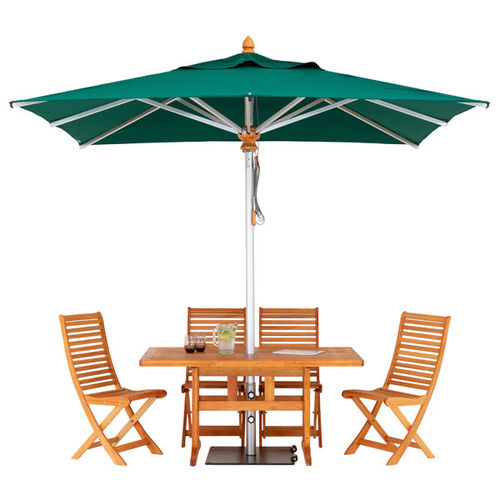 Fabric parasol - BRAVURA - Woodline Shade Solutions - aluminum / stainless steel / wooden