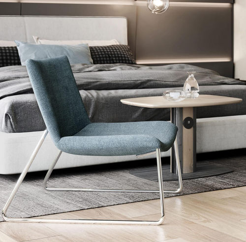 Contemporary side table - TRISMART - burgessfurniture - wooden / metal base / wooden base