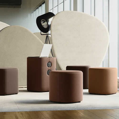 Contemporary pouf - SMARTROCKS® - burgessfurniture - fabric / round / triangular