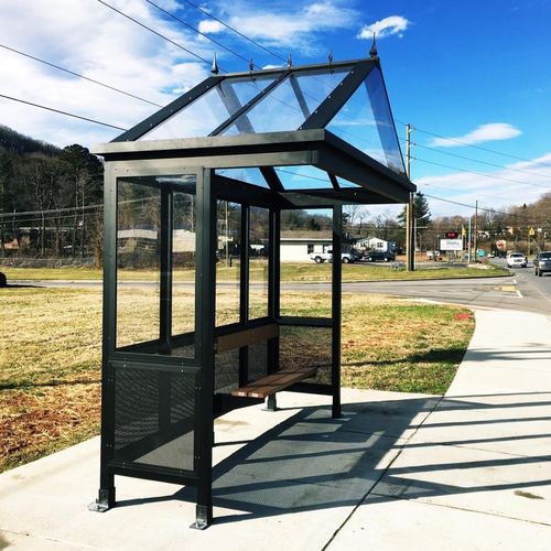 Glass bus shelter - SLIMLINE REVERSE GABLE - Brasco International Inc ...