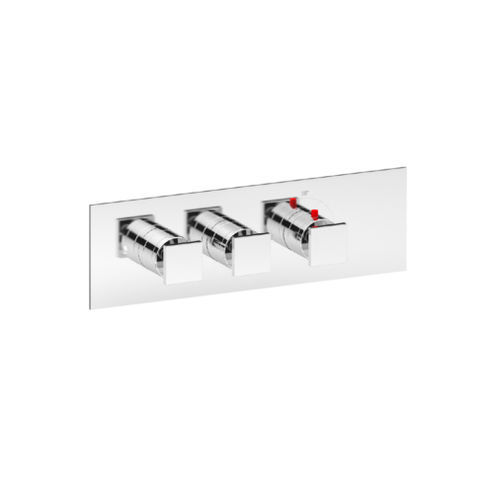 Shower mixer tap - SQUARE THERMO O2 - Aquademy - wall-mounted / thermostatic / chrome-plated brass
